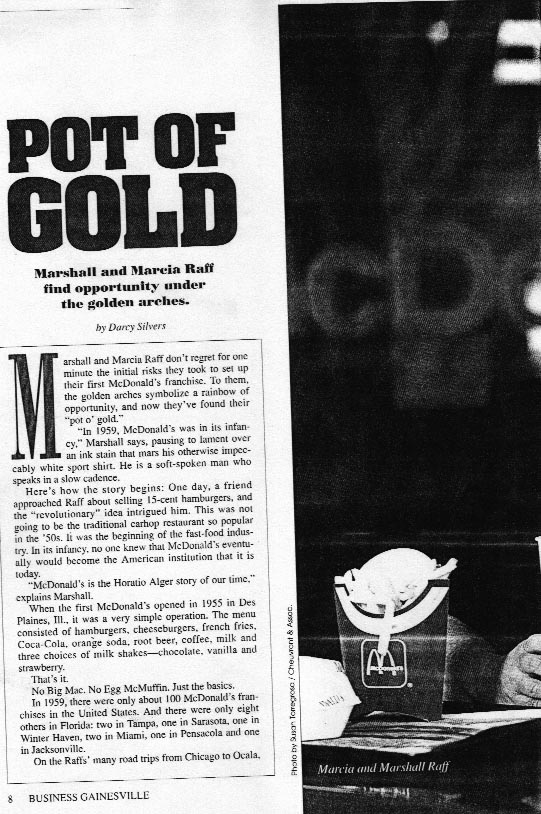 Marcia and Marshall Raff find opportunity under the golden arches.