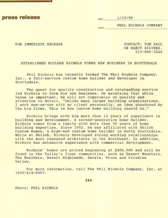 Established builder Nichols forms new business in Scottsdale