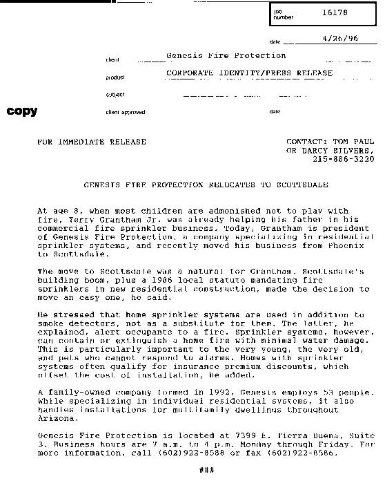 Genesis Fire Protection relocates to Scottsdale