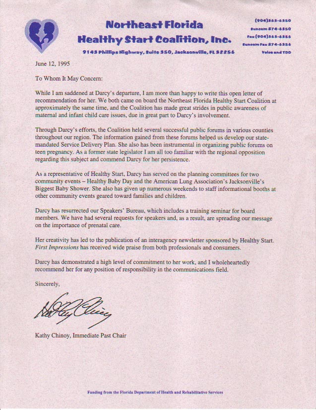 Healthy Start letter