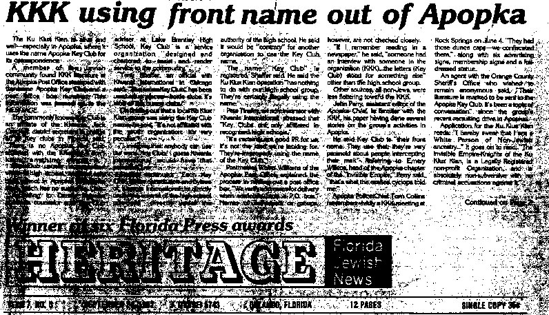 KKK using front name out of Apopka