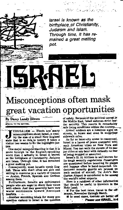 Israel  Misconceptions often mask great vacation opportunities