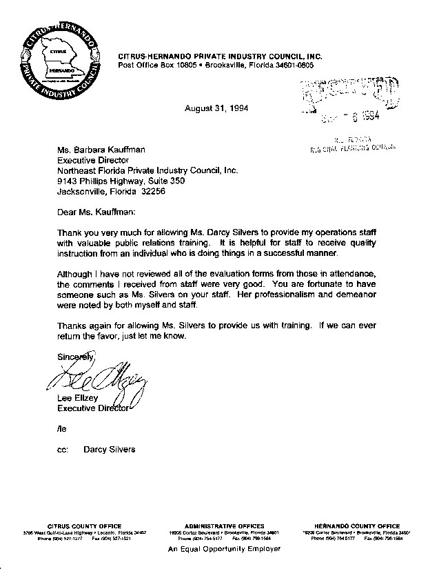 Letter of thanks for PR training