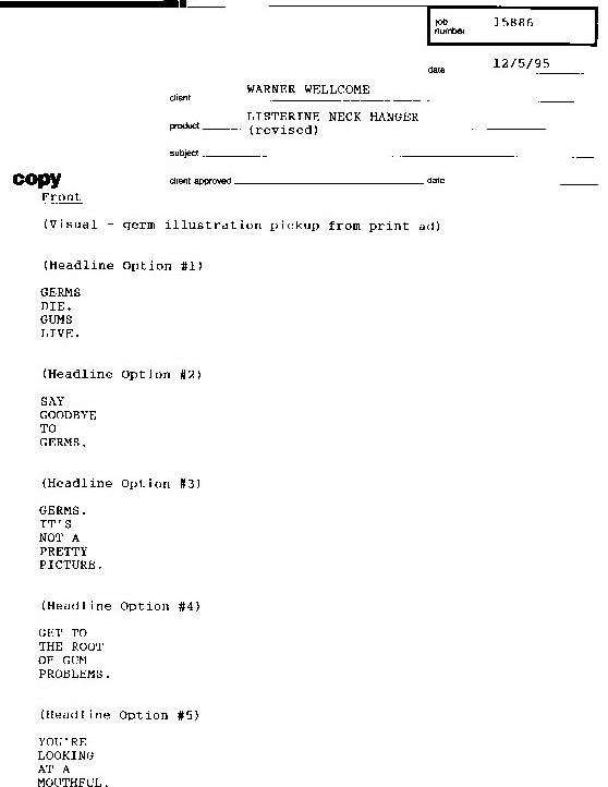 Listerine neck hanger - say goodbye to germs